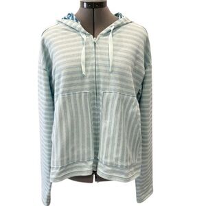 NWOT Columbia Adorable 90% Cotton Blue and Cream Striped Hoodie Size Large